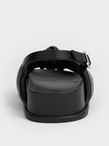 Rosetta Knotted Puffy Sandals, Black, hi-res