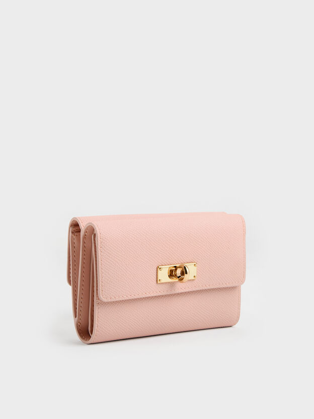 Tricha Turn-Lock Wallet, Pink, hi-res