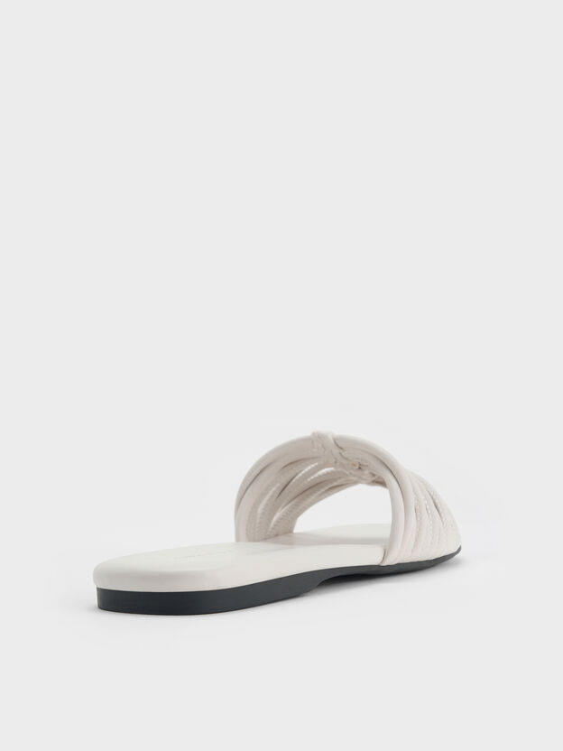 Woven Slide Sandals, White, hi-res