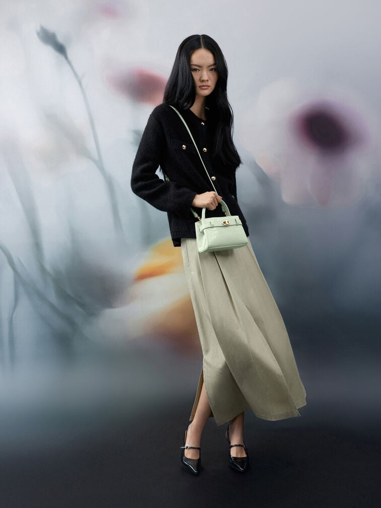 Aubrielle Croc-Effect Top Handle Bag, Mint Green, hi-res