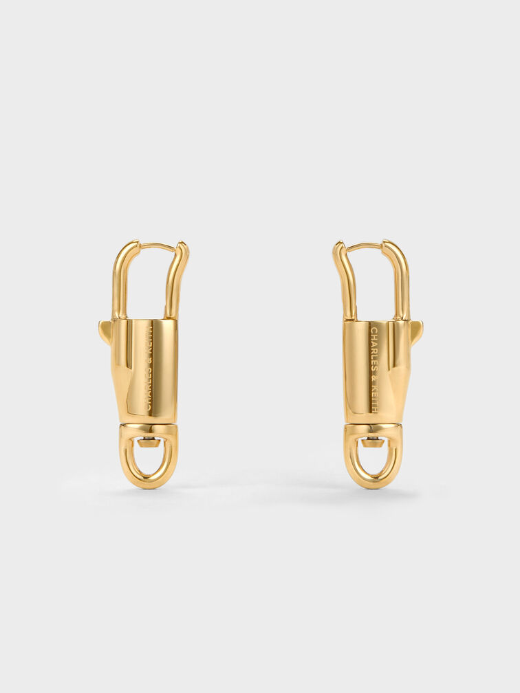 Delfina Lock-Buckle Earrings, Gold, hi-res