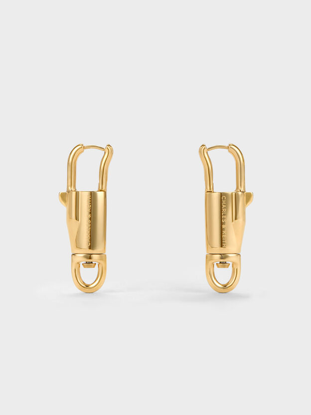 Delfina Lock-Buckle Earrings, Gold, hi-res