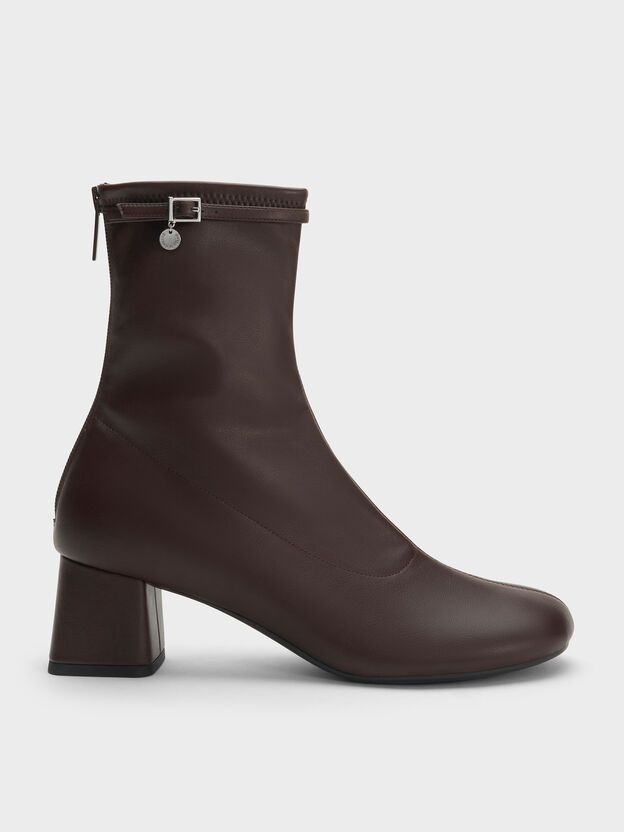 Belted Block-Heel Ankle Boots, Dark Brown, hi-res
