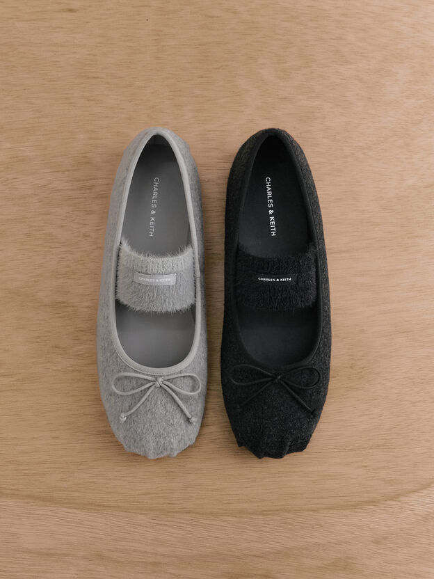 Winona Felt Mary Jane Flats, Black Textured, hi-res
