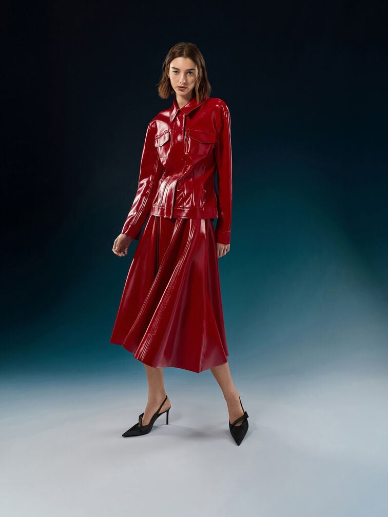 Satin Pleated-Strap Slingback Pumps, Black Textured, hi-res