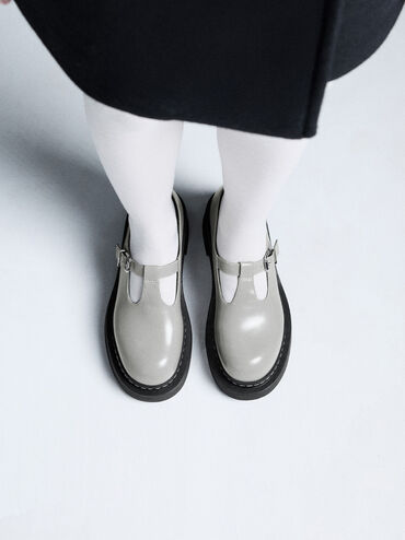 T-Bar Platform Mary Janes, Grey, hi-res