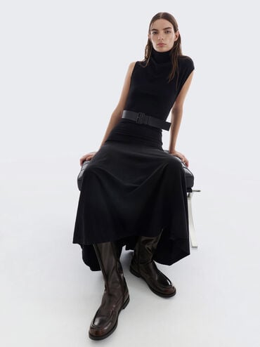 Jagger Knee-High Loafer-Boots, Dark Brown, hi-res