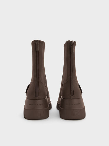 Leoi Faux Suede Chunky Ankle Boots, Dark Brown Textured, hi-res