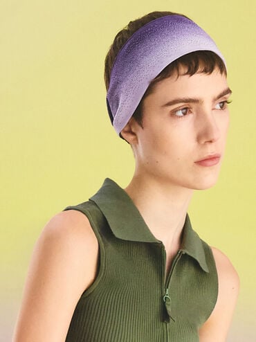 Recycled Polyester Knitted Gradient Reversible Headband, Multi, hi-res