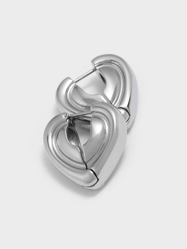 Annalise Huggie Earrings, Silver, hi-res