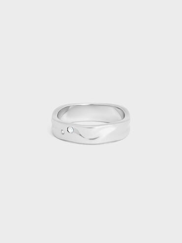 Ottilie Crystal Sculptural Ring, Silver, hi-res