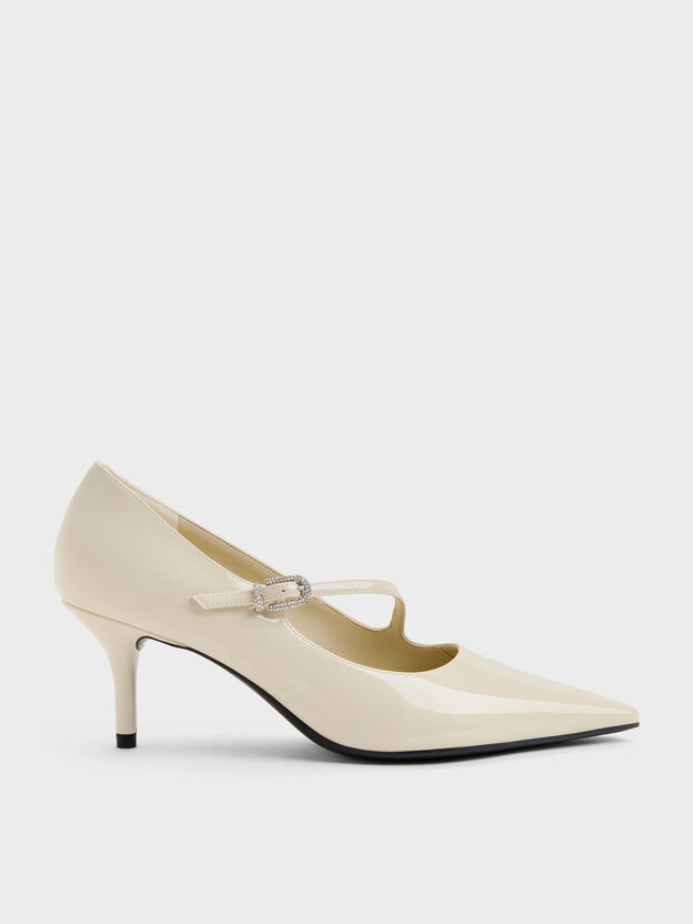 Patent Asymmetric-Strap Pumps, Chalk, hi-res