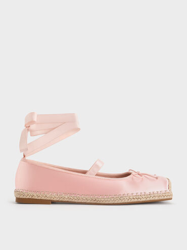 Bernadine Recycled Polyester Tie-Around Espadrille Flats, Pink, hi-res