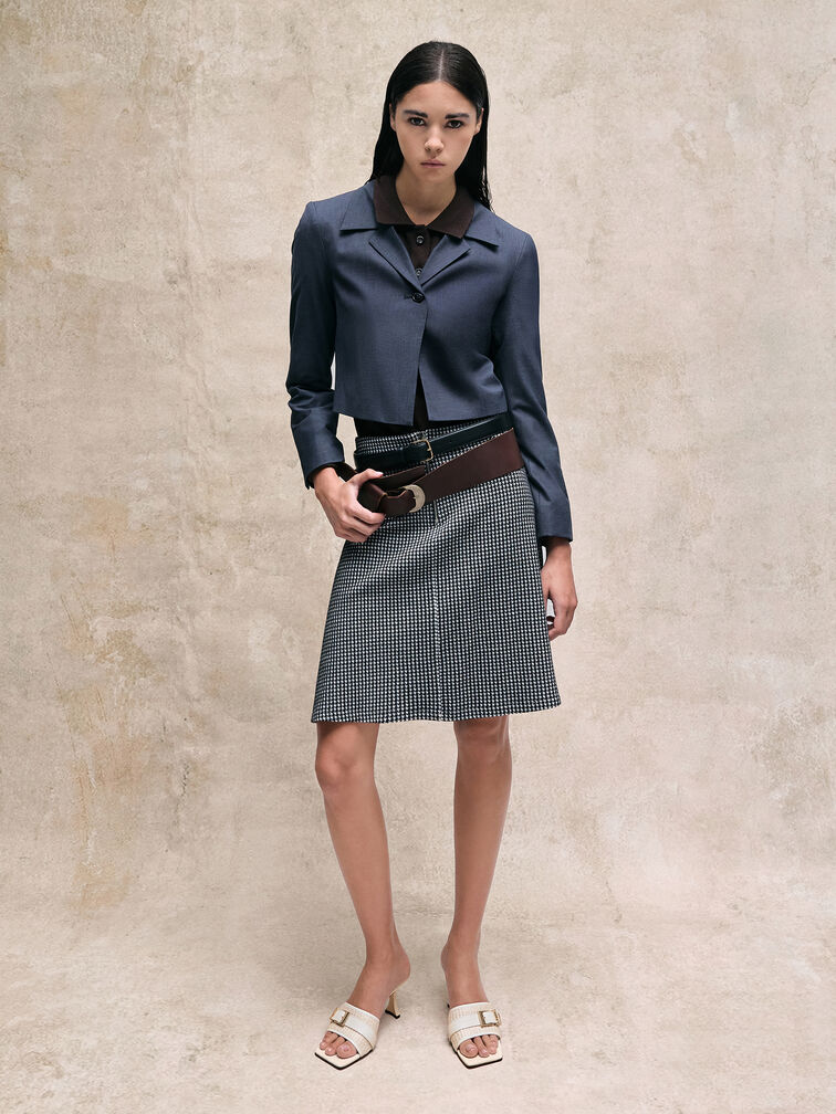 Whitney Leather & Raffia Buckled Heeled Mules, White, hi-res