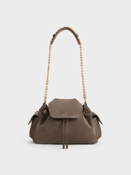 Noane Side-Pocket Two-Way Bucket Bag, Stone Grey, hi-res