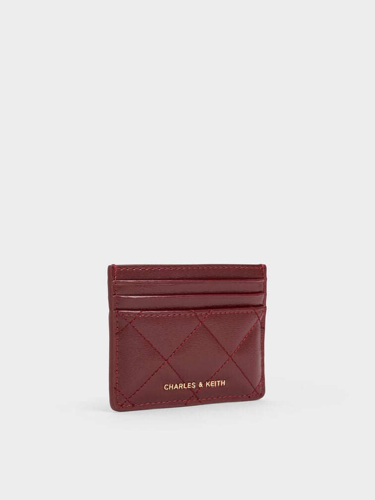 Janie Quilted Card Holder, Burgundy, hi-res