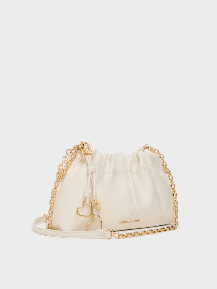 Ciara Ruched Crossbody Bag, Cream, hi-res