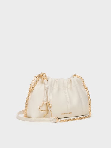 Ciara Ruched Crossbody Bag, Cream, hi-res