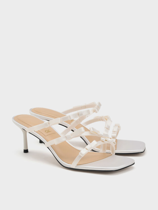 Jessy Bow Heeled Sandals, White, hi-res