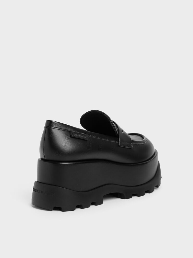 Barron Platform Penny Loafers, Black, hi-res