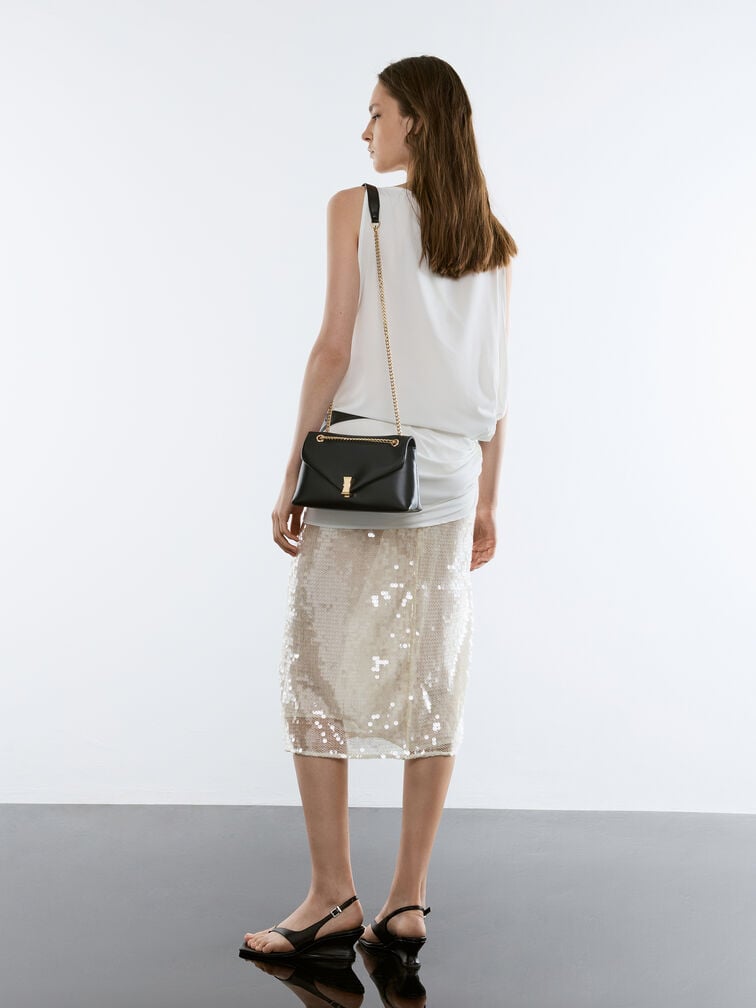 Lilibet Metallic-Accent Chain-Strap Bag, Black, hi-res