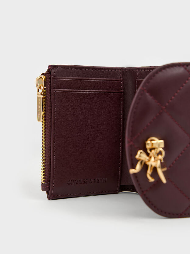 Arrietty Quilted Curved-Flap Wallet, Wineberry Red, hi-res