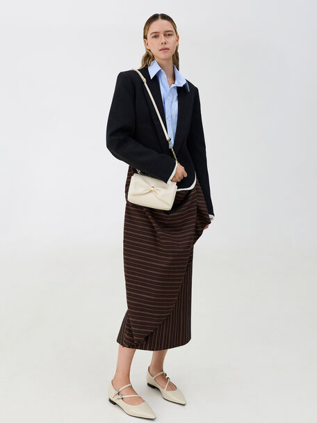 Halsey Ruched Chain Shoulder Bag, Cream, hi-res