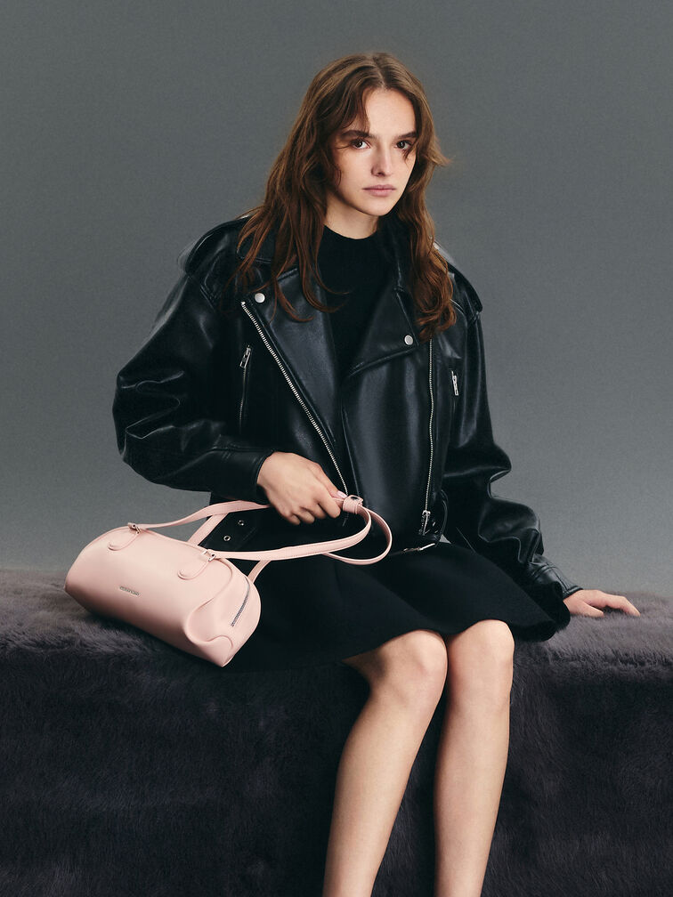 Nelly Elongated Shoulder Bag, Light Pink, hi-res