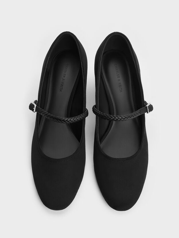 Franca Faux Suede Mary Jane Pumps, Black Textured, hi-res