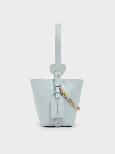 Duo Quilted Chain Bucket Bag, Sea Salt Blue, hi-res