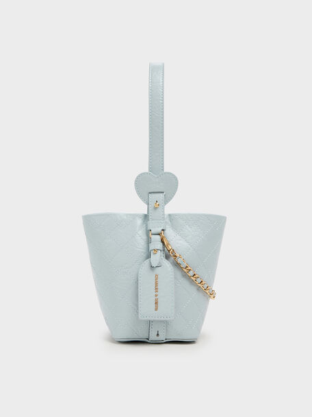 Duo Quilted Chain Bucket Bag, Sea Salt Blue, hi-res