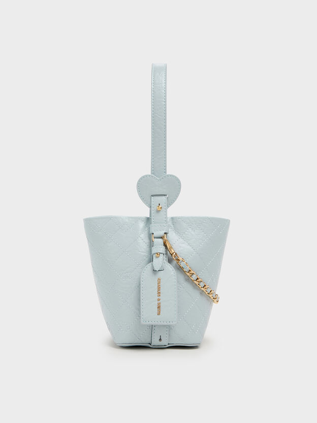 Duo Quilted Chain Bucket Bag, Sea Salt Blue, hi-res