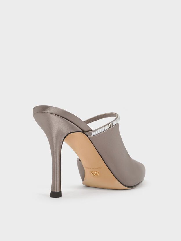 Gem D'Orsay Stiletto Mules, Pewter, hi-res