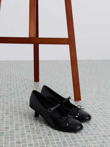 Wendy Bow Kitten-Heel Mary Jane Pumps, Black Box, hi-res