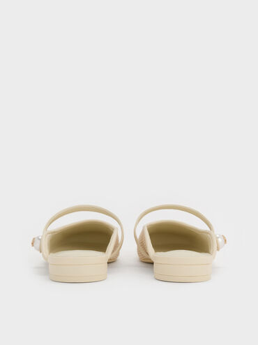 Aeryn Raffia Pearl-Embellished Slip-On Mary Janes, Cream, hi-res