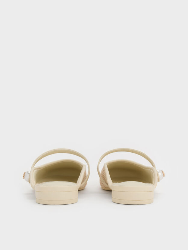 Aeryn Raffia Pearl-Embellished Slip-On Mary Janes, Cream, hi-res