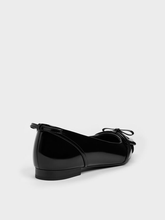 Bettina Double-Bow Pointed Ballet Flats, Black Box, hi-res