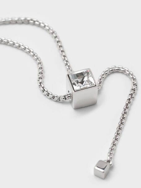 Quincy Crystal Chain Bracelet, Silver, hi-res