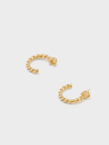 Sable Rope-Knot Hoop Earrings, Gold, hi-res