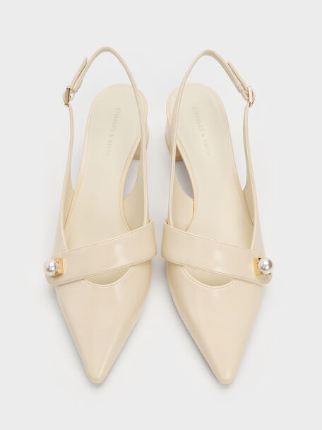 Marie Pearl Slingback Pumps, Cream, hi-res