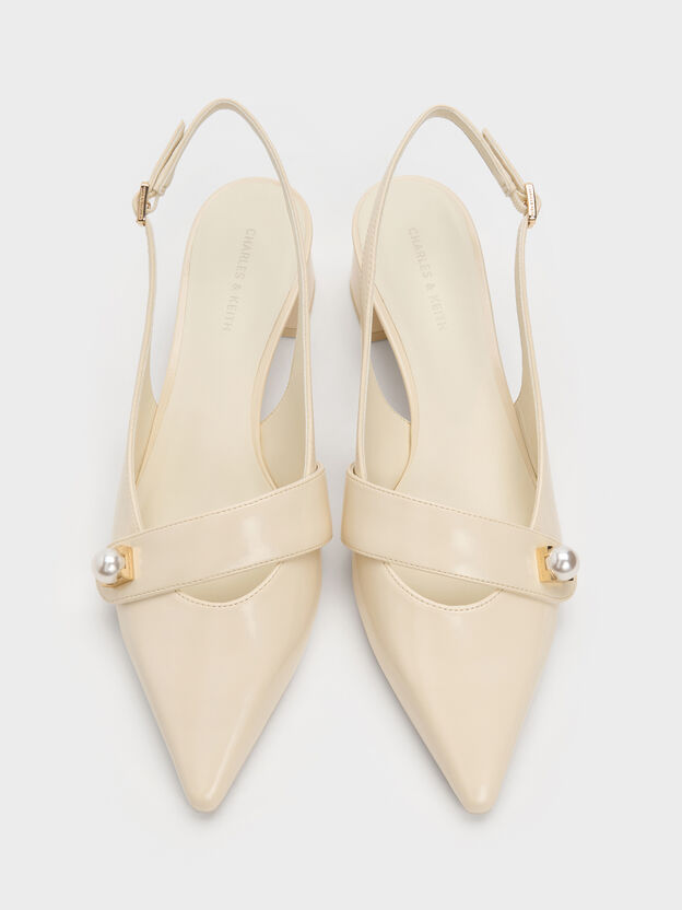 Marie Pearl Slingback Pumps, Cream, hi-res