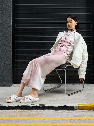 Gem & Pearl Flatform Sandals, White, hi-res