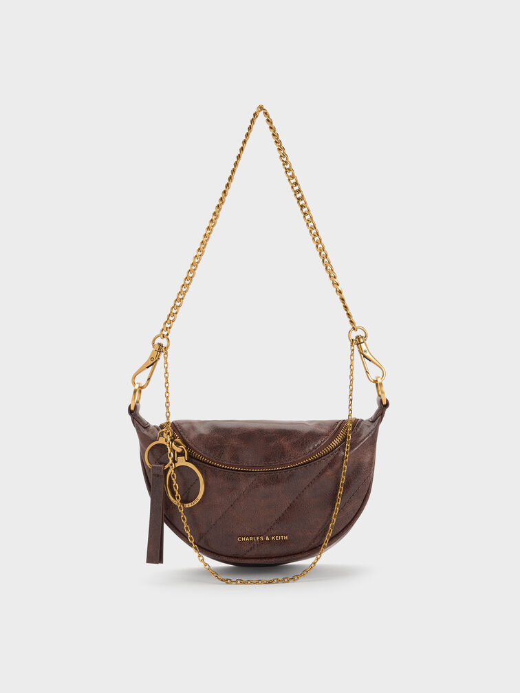 Philomena Half-Moon Crossbody Bag, Distressed Coffee, hi-res