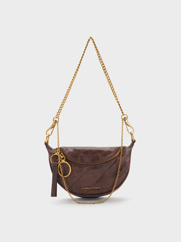 Philomena Half-Moon Crossbody Bag, Distressed Coffee, hi-res