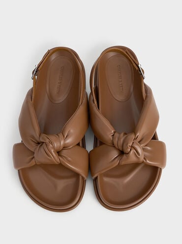 Rosetta Knotted Puffy Sandals, Cognac, hi-res