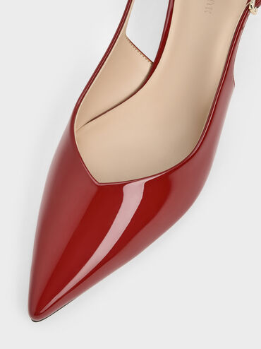 Luciana Patent Slingback Kitten Heels, Red, hi-res
