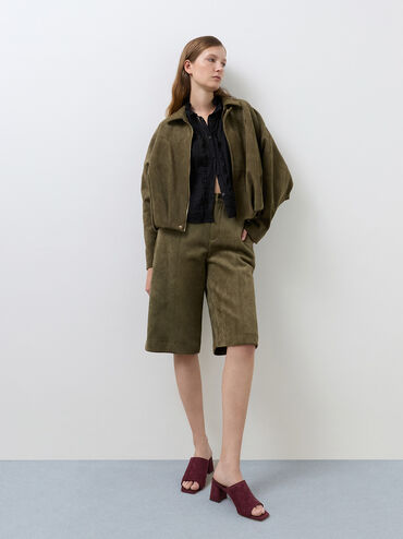 Ivette Faux Suede Woven Square-Toe Heeled Mules, Burgundy, hi-res