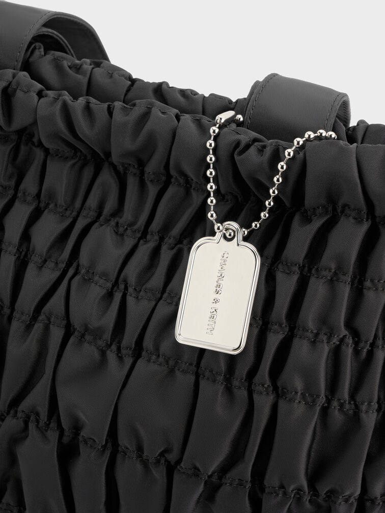 Klio Nylon Ruched Tote Bag, Noir, hi-res