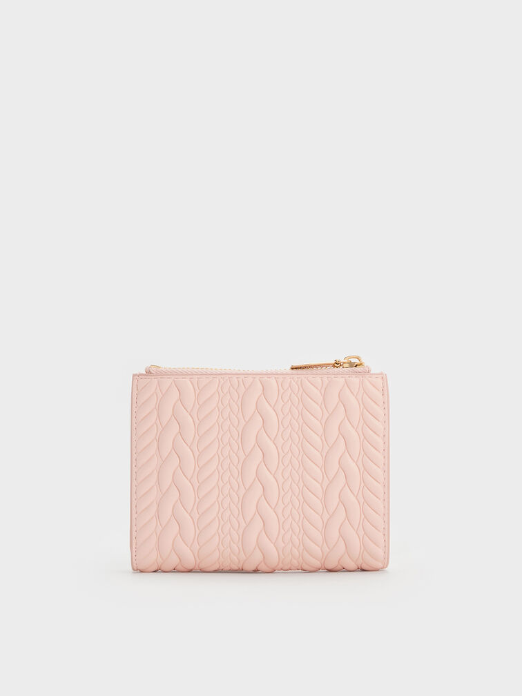 Apolline Textured Top-Zip Wallet, Soft Pink, hi-res