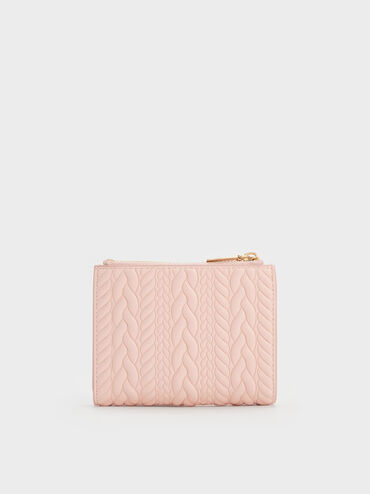 Apolline Textured Top-Zip Wallet, Soft Pink, hi-res